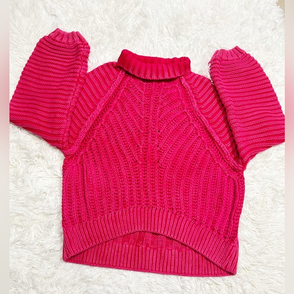 FREE PEOPLE CANDY BLOSSOM CABLEKNIT MOC NECK SZ SMALL NEW - Picture 3 of 9